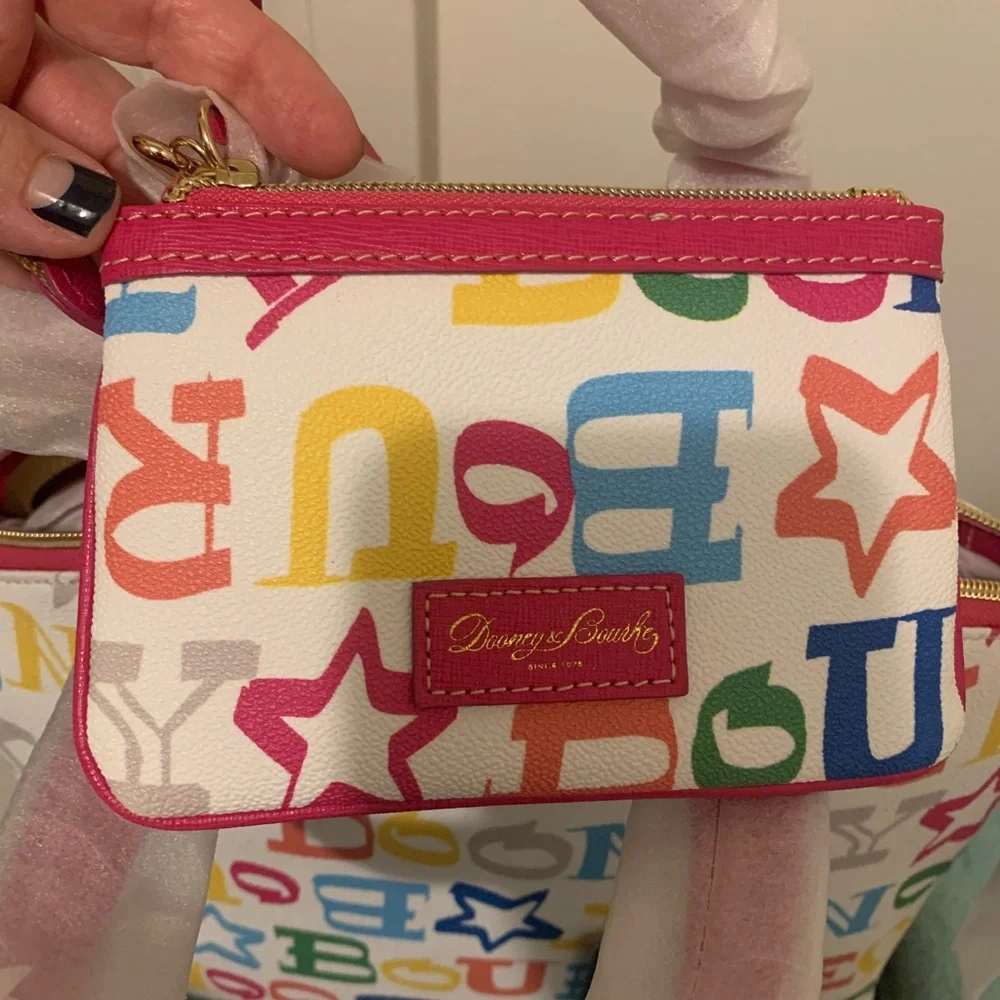 Dooney & Bourke Pink and White Satchel Bag - Picture 6 of 7